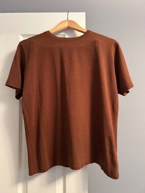 Oak and Fort Minimalist Boxy Crew Neck Tee Brown Medium